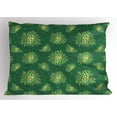 thumbnail image 1 of Floral Pillow Sham, Sketchy Doodle Outline Ornamental Pattern in Green and Yellow Shades, Decorative Standard Size Printed Pillowcase, 26 X 20 Inches, Sea Green Pale Yellow, by Ambesonne, 1 of 2