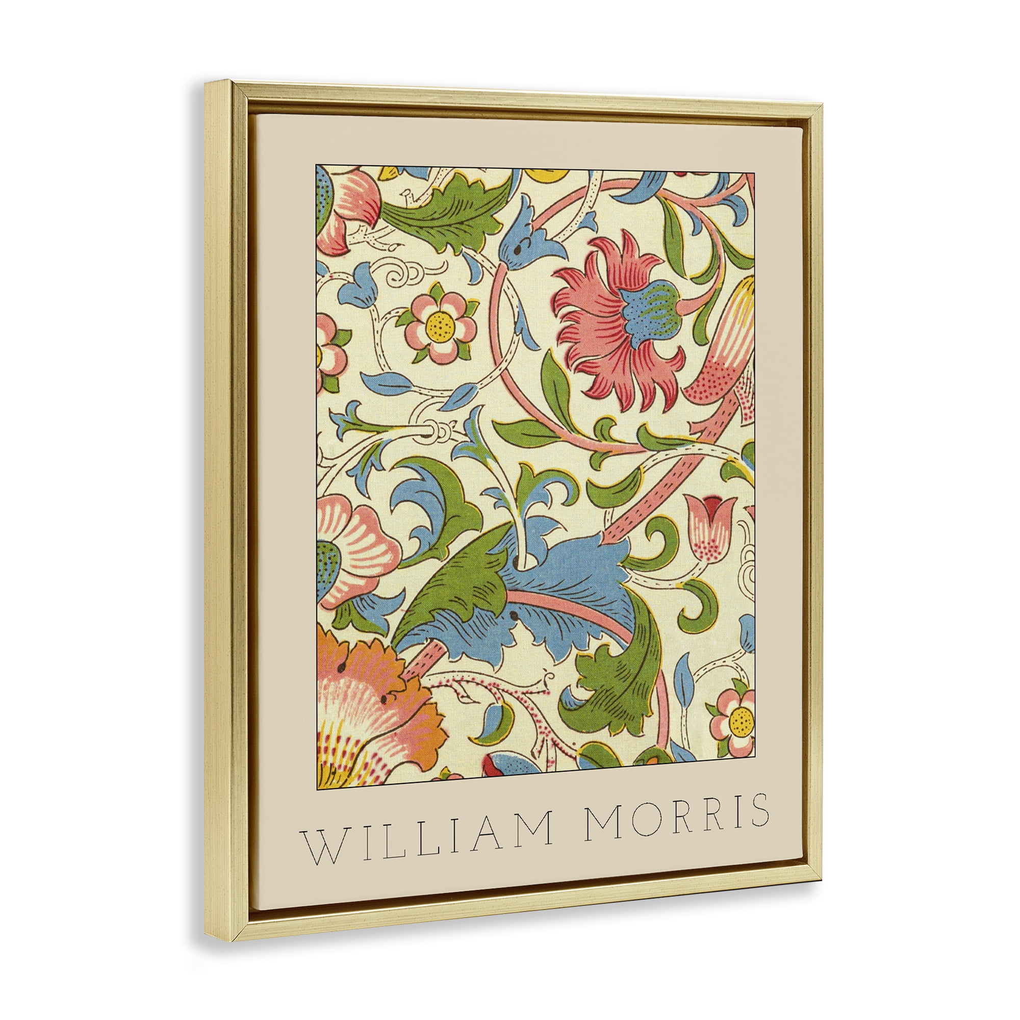 Stupell Industries Stylish Boho Classic Flowers Gold Framed Floater Canvas Wall Art, design by Lil' Rue