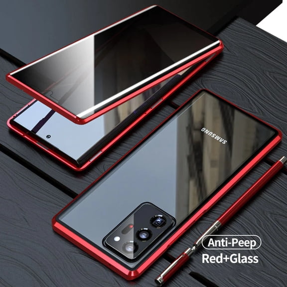 Anti Peep Magnetic Samsung Galaxy S24 Ultra Case [Red] Double Sided Privacy Tempered Glass Screen Protector Shockproof and Scratch Resistant Protection