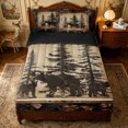 thumbnail image 2 of Erosebridal Rustic Bear Wildlife Zipper Twin Comforter Sets with Fitted Sheet and 2 Pillowcases for Women Men, Cabin Pine Tree Zipper Bedding Set, Black Reversible, 4-Piece, 2 of 7