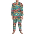 thumbnail image 3 of Balery Hawaii Palms Pattern Pajama Sets for Men Long Sleeve 2 Piece Sleepwear Loungewear Sets Soft PJ's with Pockets Long Sleeve Comfy Pj Sets-Large, 3 of 7