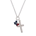 thumbnail image 2 of Delight Jewelry Silvertone Red and Blue Texas I Set You Apart Engraved Cross Zoey Necklace, 28", 2 of 4