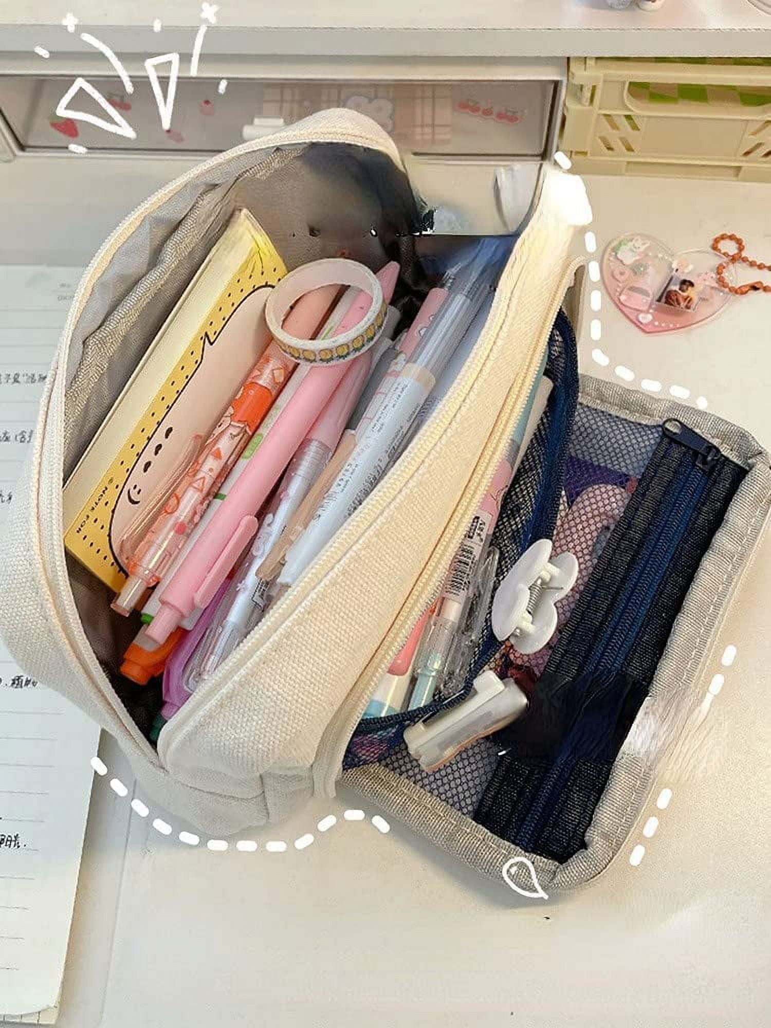 bangyoudaoo 2PCS Pencil Case Pencil Pouch Bag Pencil Case Square Plush Pencil  Case for Student Office,Pink(Pen case only) 