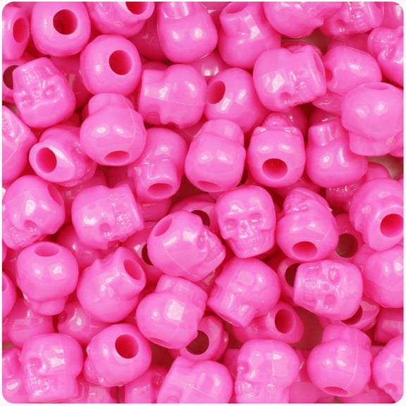 BeadTin Dark Pink Opaque 11mm Skull Pony Beads (150pcs)