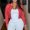 Red, variant on LEKODE Women Lightweight Cropped Faux Leather Varsity Baseball Bomber Jacket Snap Button Long Sleeve Casual Streetwear Outerwear Yellow XL