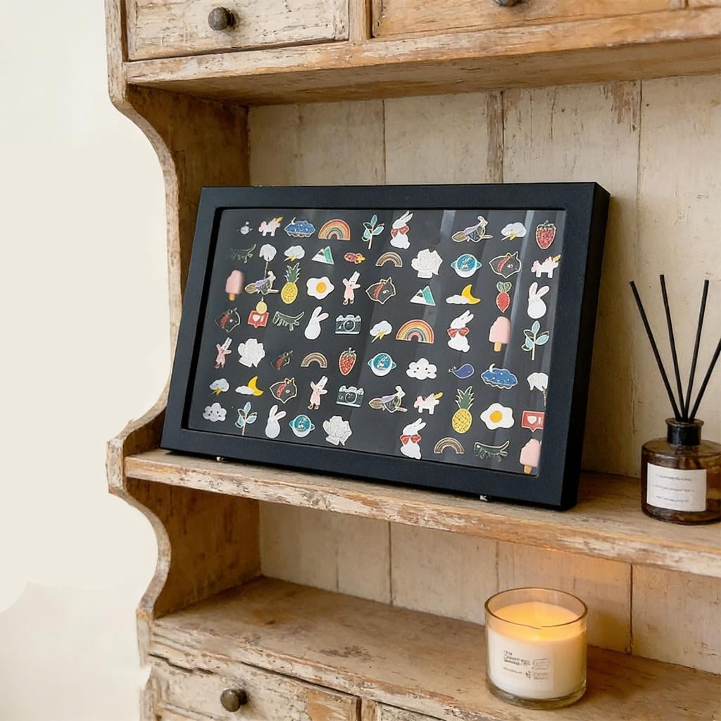 Giaone Elegant Fabric Lined Badge Holder Built Using And Wood With Stable Desktop Stand