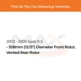 thumbnail image 2 of Max Advanced Brakes - Brake Kit for 2002 2003 2004 2005 Saab 9-5 w/ 12.13" Dia Fr Rotor, Vented Rear Rotor Front + Rear Replacement Drilled Slotted Black Coated Disc Brake Rotors & Ceramic Brake Pads, 2 of 9