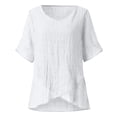 thumbnail image 4 of Brilliant Women Tops Women Casual Short Sleeve V-Neck Cotton Solid Irregular Tops Blouse clothes under $10.00, 4 of 6
