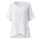 thumbnail image 4 of Moda mujer Casual manga corta cuello en V algodón sólido Irregular Tops blusa Pompotops hkajfhjk467749, 4 of 6