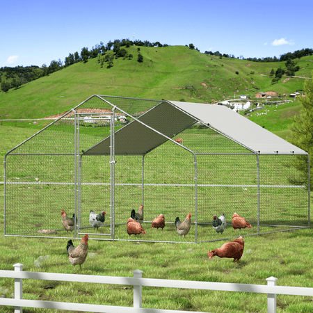 TOETOL Large Metal Chicken Coop Walk-in Hen Run House Poultry Cage for Outdoor