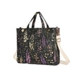 thumbnail image 7 of FORMRS Womens Corduroy Tote Bag Crossbody Shoulder Handbag with Pocket, Purple Floral Pattern, 7 of 7