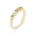 thumbnail image 1 of LBG British Made 18k Yellow Gold Natural Emerald & Diamond Womens Eternity Ring - 33 size options - Sizes 4 to 12 Available, 1 of 6