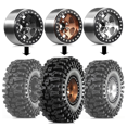 thumbnail image 4 of 4pcs 98mm 1.9inch Metal Beadlock Wheel Rim Rubber Tire Set for 1/10 RC Crawler Car TRX4 D90 D110 Axial SCX10, Sliver, 4 of 4