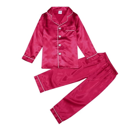 

Kids Girl Boy Satin Pajamas Set Button Down Sleep Shirt Top Long Pants Bottoms Sleepwear Loungewear Clothes 6 Piece Set Baby Clothes Lot of Baby Boy Clothes 23 Piece Set Baby Boy Outfits Kids Summer