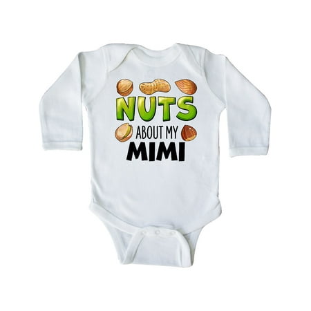 

Inktastic Nuts About My Mimi Peanut Almond Pistachio Gift Baby Boy or Baby Girl Long Sleeve Bodysuit