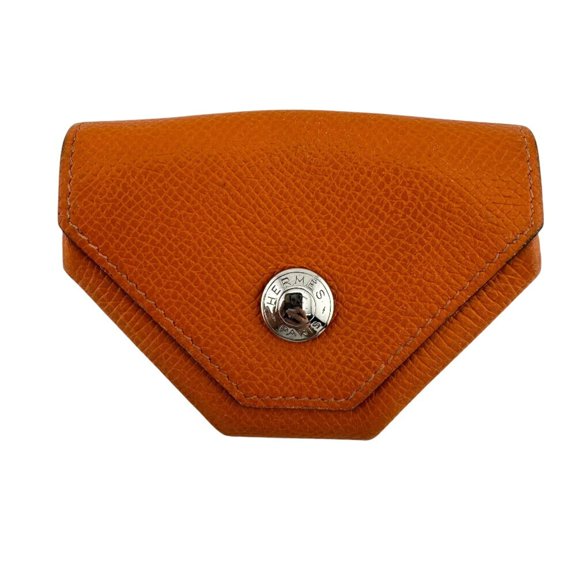 Pre-Owned HERMES Levain Quatre Coin Case Wallet Purse Orange
