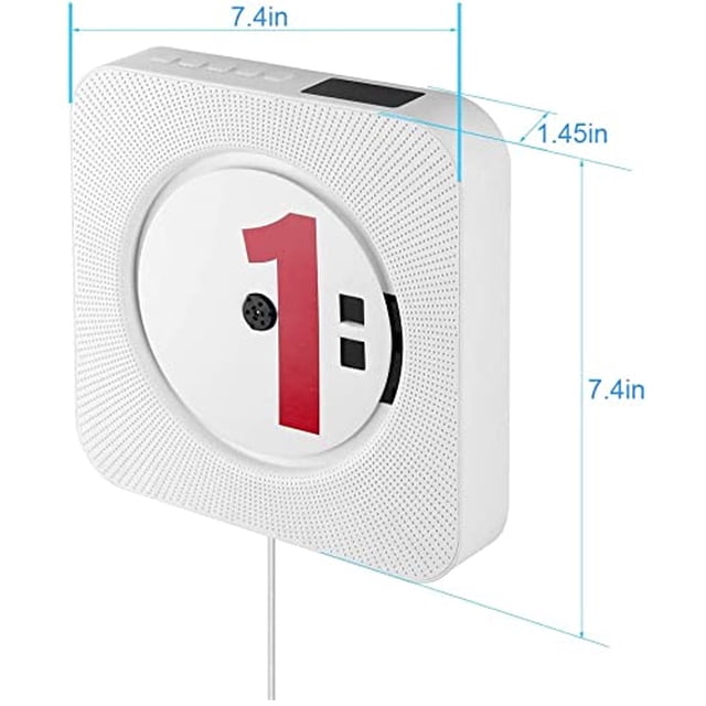 Reproductor de CD con Bluetooth, CD para montaje en pared Reproductor de música para el hogar Boombox con control remoto Radio FM Altavoces HiFi incorporados, conector de auriculares MP3 Salida de ent