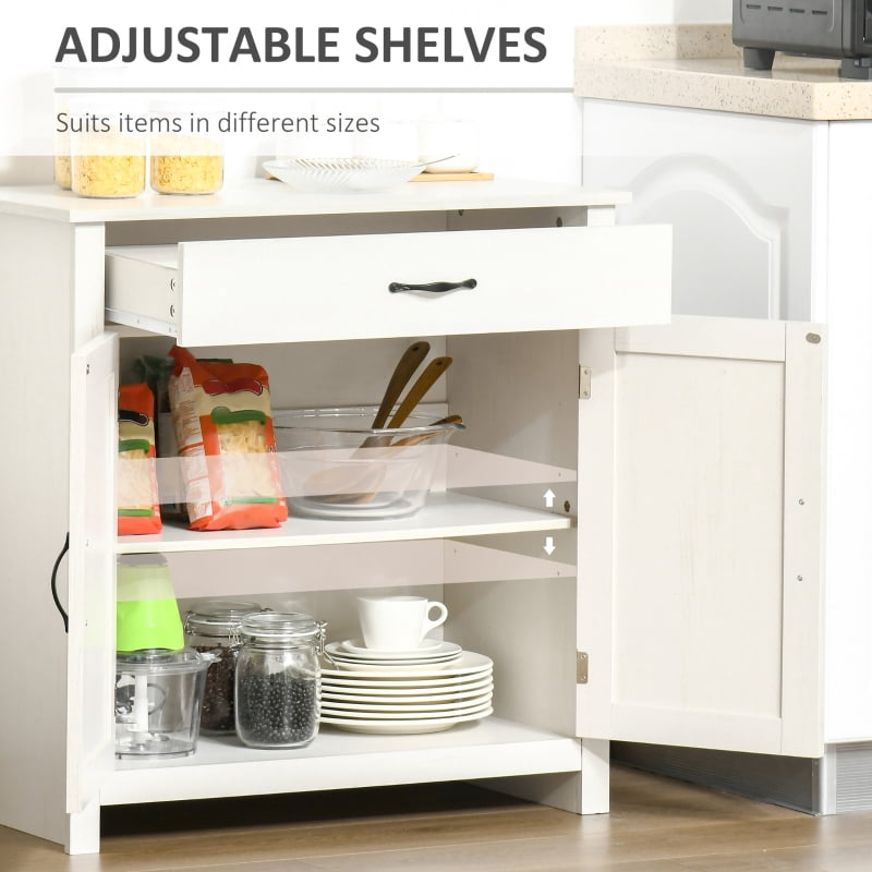 Alvantor Stone Farmhouse Sideboard Storage Cabinet with Barn Doors & Drawer 31.5"W x 15.75"D x 31.5"H White