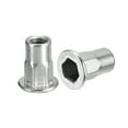 thumbnail image 1 of Unique Bargains M3 Half Hex Body Rivet Nuts, 60 Pack 304 Stainless Steel Flat Head Threaded Insert Nuts, 1 of 5
