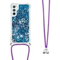 thumbnail image 3 of Long Crossbody Lanyard Clear Case for Samsung Galaxy A54 5G with Adjustable Neck Strap, Glitter Sparkly Bling Quicksand Phone Cover Cases for Samsung Galaxy A54 5G QKG Blue, 3 of 14