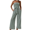 thumbnail image 1 of Womens Jumpsuit Casual Off Shoulder Sleeveless Button Belt Wide Leg Jumpsuits Loose Tube Top Rompers Summer with Pockets, 1 of 7