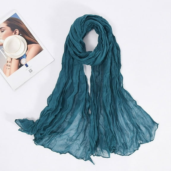 Thin Long Sun Protection Beach Scarves Pashmina Scarf Wrap Hijab Shawls BLUE