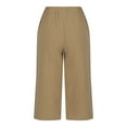 thumbnail image 6 of Gaecuw Linen Pants for Women Wide Legged Pants Plus Size Regular Fit Long Pants Lounge Trousers Sweatpants Casual Loose Baggy Pants Mid Waisted Calf Length Workout Pants Straight Leg Solid Capris, 6 of 6