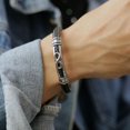 thumbnail image 3 of Pulsera de cuero para hombre con cierre magnético de acero inoxidable Brazalete Brazalete Pulseras de personalidad Feliz Sencillez, 3 of 4