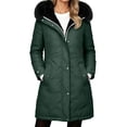 thumbnail image 3 of cocolona Womens Winter Long Jacket Hooded Long Sleeve Fleece Lined Zipper Outerwear Winter Snow Warm Long Coat, 3 of 4