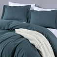 thumbnail image 3 of Chezmoi Collection Solid China Blue 100% Cotton Duvet Cover Set King Size, 3-Piece Luxury Soft Breathable Smooth Cooling 250TC Cotton Twill Comforter Cover with Button Closure, 3 of 9