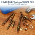 thumbnail image 4 of 1/4" x 3-1/4" Color Zinc Fully All Thread Rod, 8 Pcs Carbon Steel Long Threaded Screw for Furniture Garden, 4 of 7