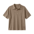 thumbnail image 4 of YaEYa Henley Tops for Women Waffle Knit Solid Color V Neck Short Sleeve Polo Shirts Basic Lapel Collared Summer Top (Khaki,XXL), 4 of 5
