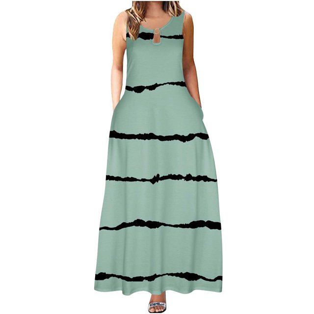 LOVZFMLL Robes Mode Femme Couleur Unie Confortable Ample Sans Manches Hauts Décontractés Robe