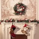 thumbnail image 3 of Adornos navideños, guirnalda navideña preiluminada de 1,8 m, roja y blanca, con lazo a rayas, adorno de caramelo rojo, ideal para puerta de entrada, ventana, mesa, bola de plástico., 3 of 6