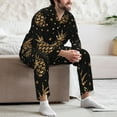 thumbnail image 7 of Picia Gold Glitter Pineapples Pattern Men’s Long-Sleeve Sleepwear Set - Soft 2-Piece Loungewear with Pockets, Comfy PJs for Relaxing Nights-X-Large, 7 of 7