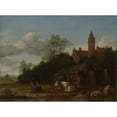 thumbnail image 2 of Anthonie van Borssom 18x14 Gold Ornate Wood Frame and Double Matted Museum Art Print Titled - Barnyard Scene (ca. 1650-55), 2 of 4