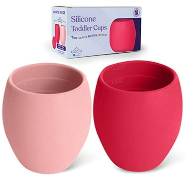 Sperric Silicone Mini Cups For Toddlers Baby Drinking Training Cup (2 Pack) 4.5 OZ (Dark & Light Pink)