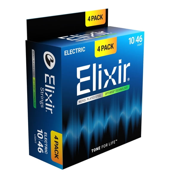 Elixir Strings, Electric Guitar Strings, Nickel Plated Steel with OPTIWEB Technology, Longest-Lasting Crisp Tone with Comfortable
