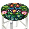 thumbnail image 3 of Daiia Roosters and Flowers Stool Covers Round,Round Bar Stool Covers Waterproof Bar Chair Covers Washable Stool Cushion Slipcover for 12-14 Inch Chair-13 inch, 3 of 7