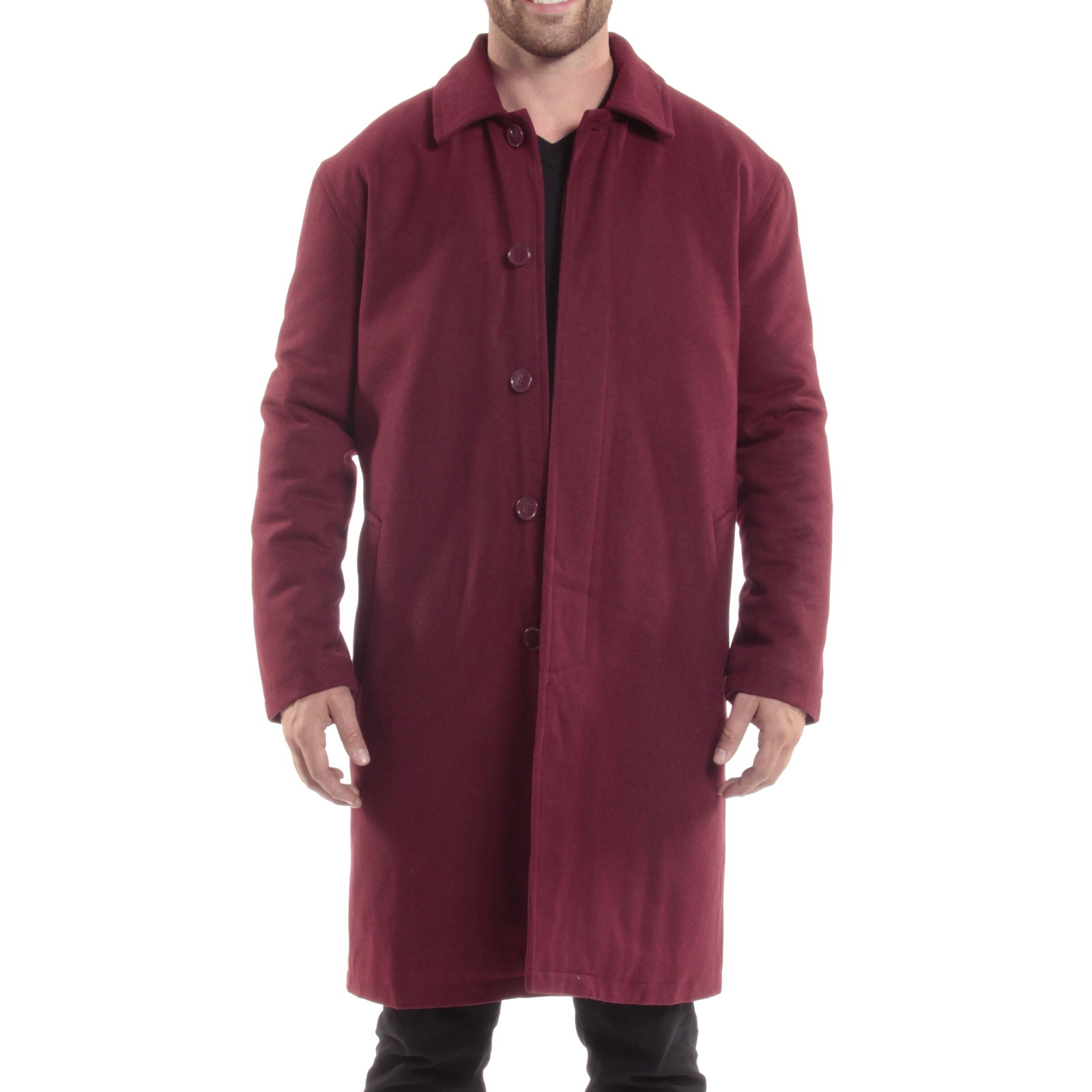Alpine Swiss Mens Zach Knee Length Jacket Top Coat Trench Wool Blend Overcoat - image 1 of 7