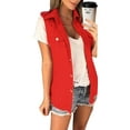 thumbnail image 1 of Capreze Women Denim Vest Solid Color Sleeveless Cropped Jacket Buttons Down Lapel Jean Vest Plus Size, 1 of 9