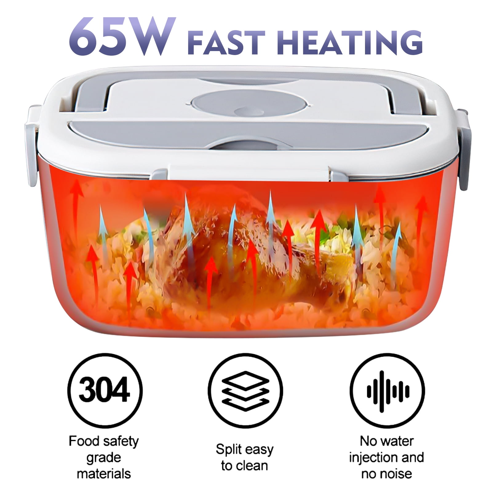 Welan Electric Lunch Box Food Heater 65W Faster Heated Food Warmer Self Heating Lunch Box for Work/Car/Outdoors, Portable Lunch Case with Bag