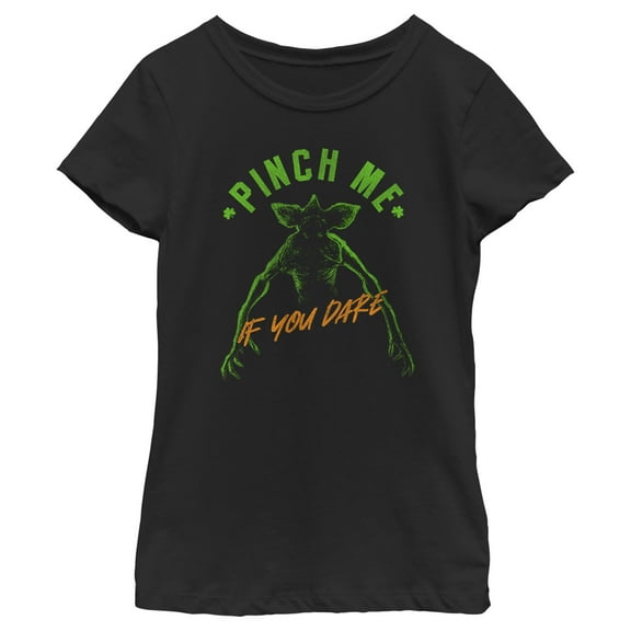 Netflix Girl's Stranger Things St. Patrick's Day Demogorgon Pinch Me If You Dare Graphic T-Shirt