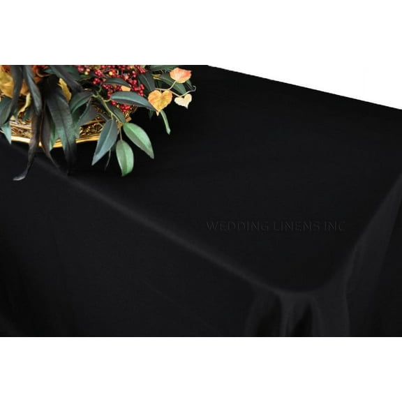 Wedding Linens Inc. 72" x 120" Heavy Duty(200 GSM) Rectangular Polyester Linen Tablecloth - Black