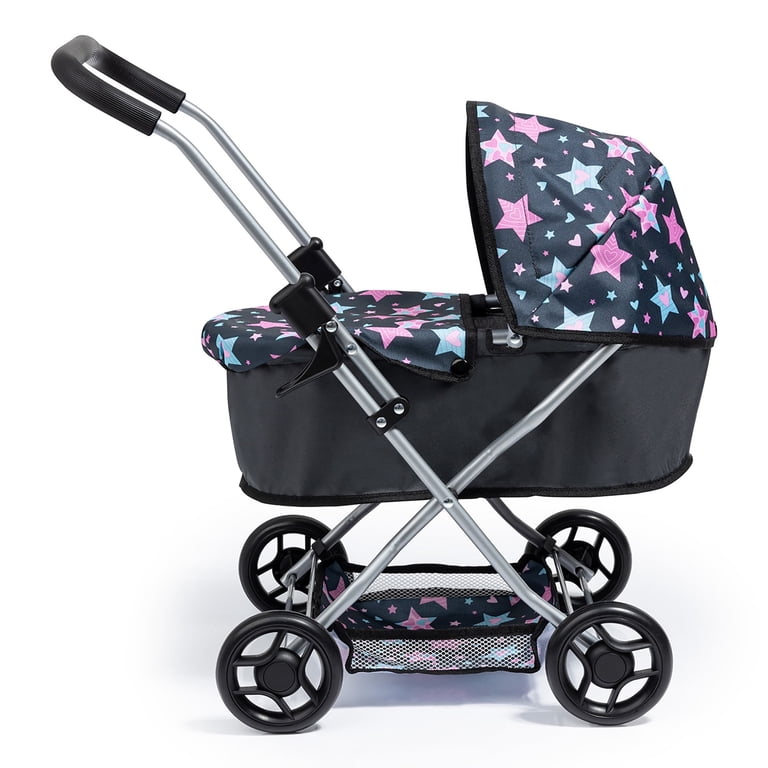 Bayer Design Doll Pram, Blue/Pink Stars Adjustable Handle photo 5