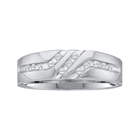 Unv20992 Round Ring - 10kt White Gold Mens Round Channel-set Diamond Triple Row Wedding Band Ring 1/8 Cttw