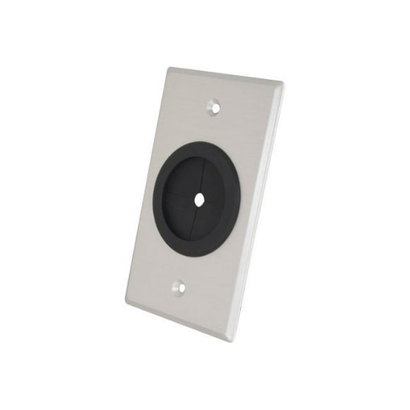 C2G Classic Series 1.5in Grommet Cable Pass Through Single Gang Wall Plate - Brushed Aluminum - Mounting plate - brushed aluminum - 1-gang
