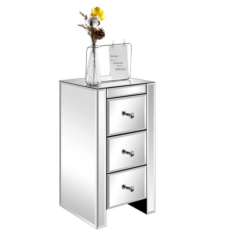 Narrow glass 2024 bedside table