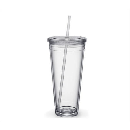 

Insulated Tumblers Double Wall Clear Plastic Tumblers 1 Pack 24oz Tumblers with Lids and Straws Reusable Cups With Straw Perfect for Parties Birthdays Gifts (24oz Transparent)