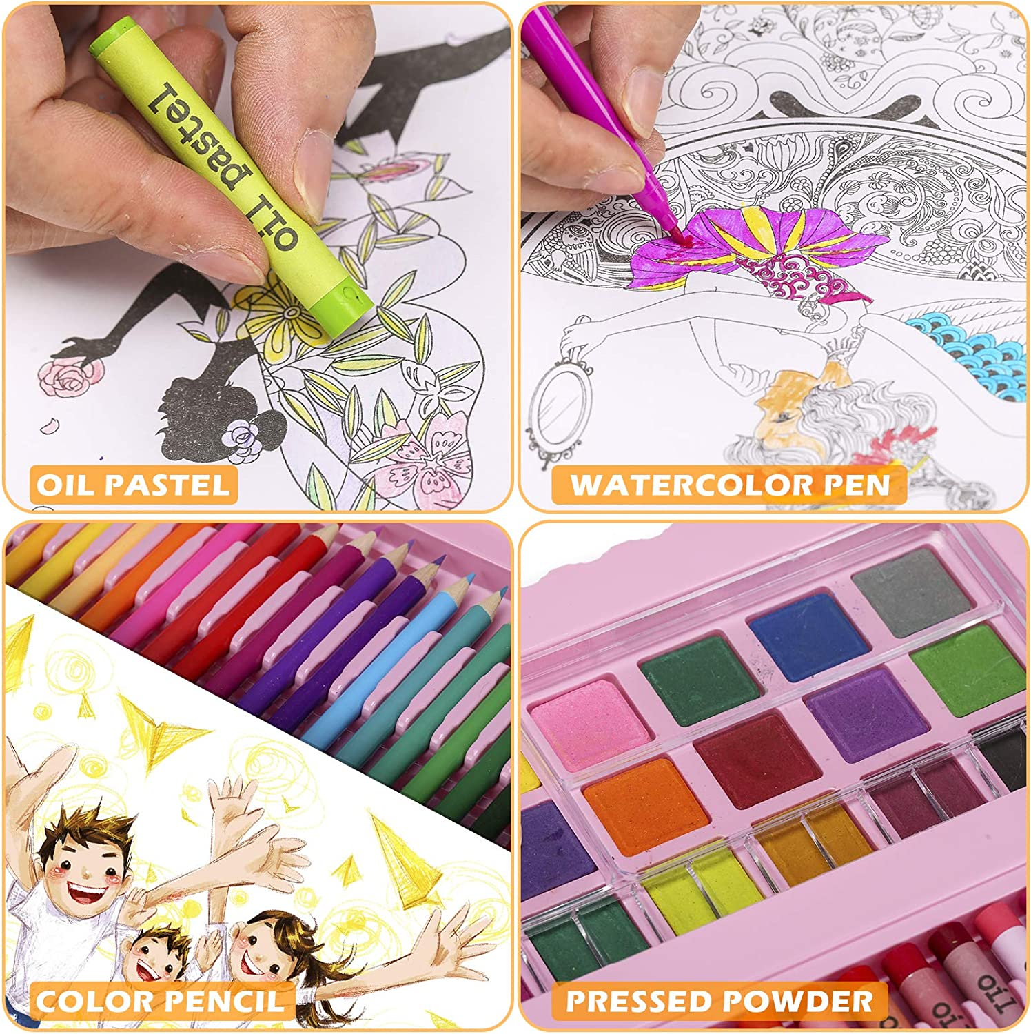 142 Set Professional Drawing Kids Art Supplies Lot Colored Pencils  Sketching Kit 46959094516